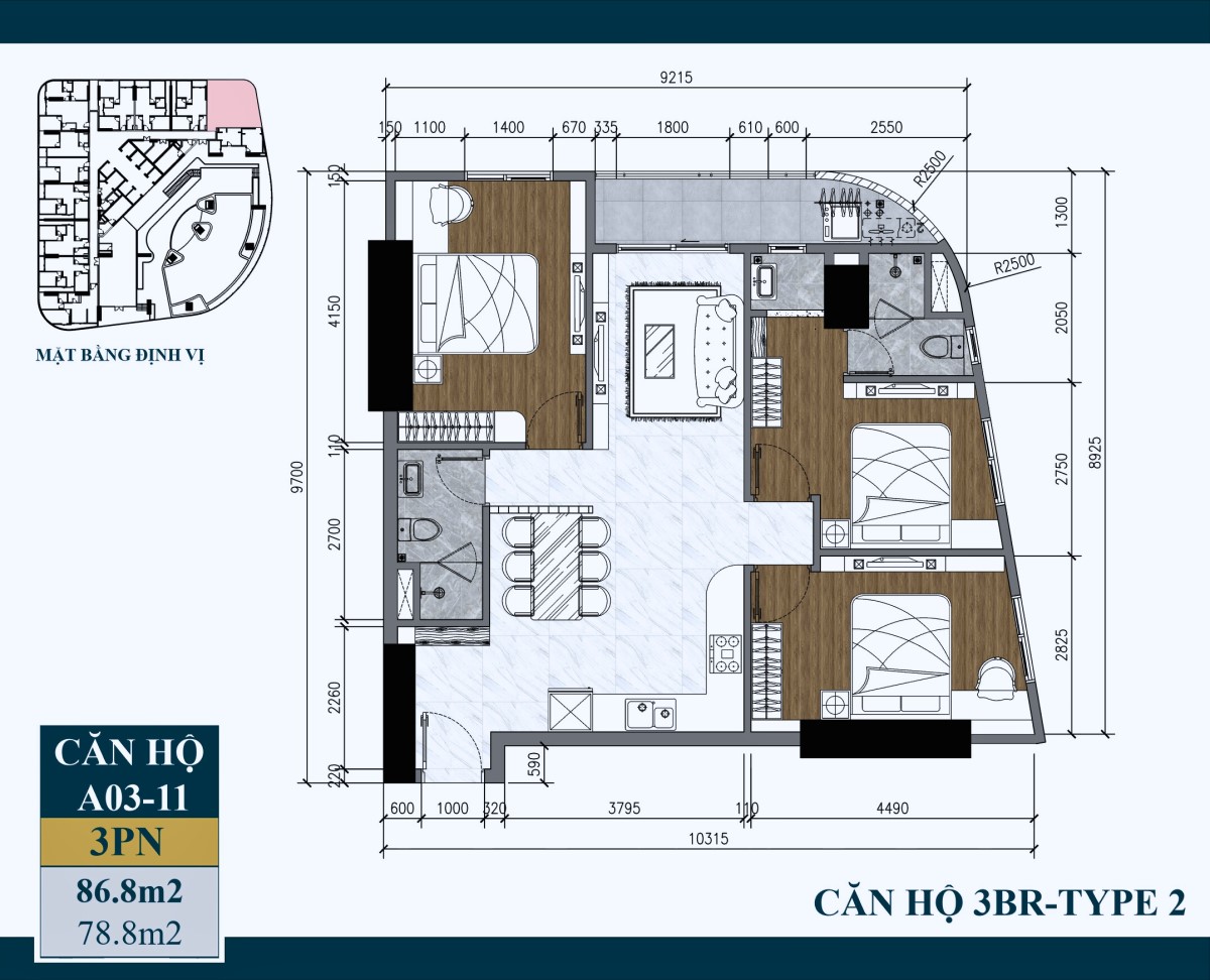 Căn Artstella 3pn - T2