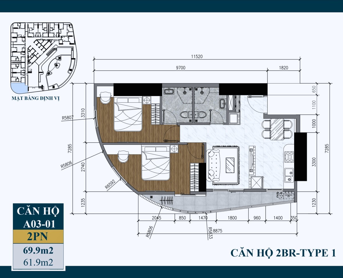 Căn Góc Artstella 2pn