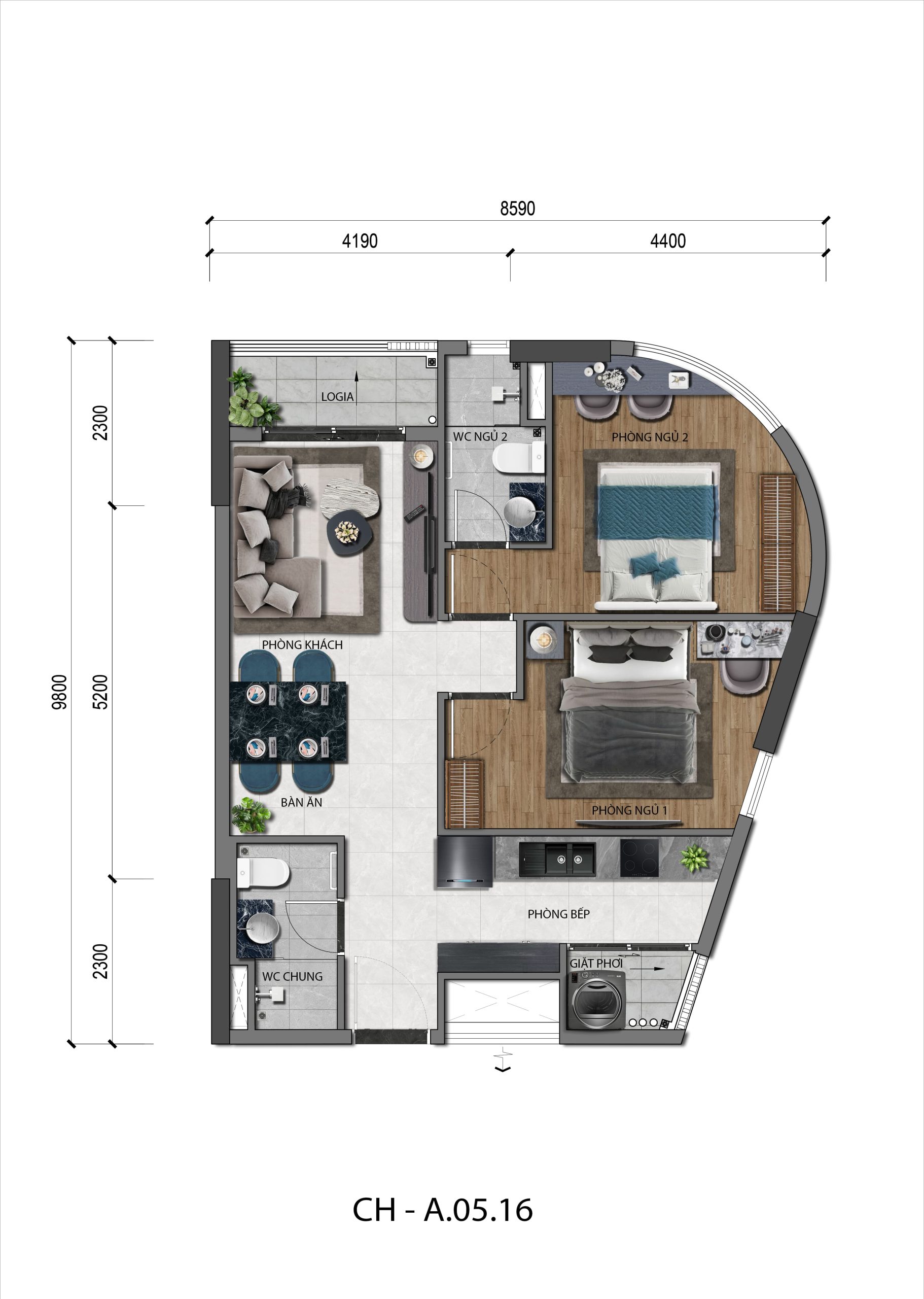 Căn Hộ A&k Tower 2pn A.05.16