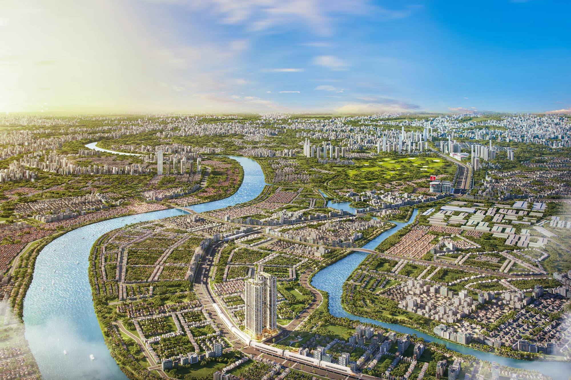 Phối Cảnh The Emerald 68 View Sông Liền Kề Metro