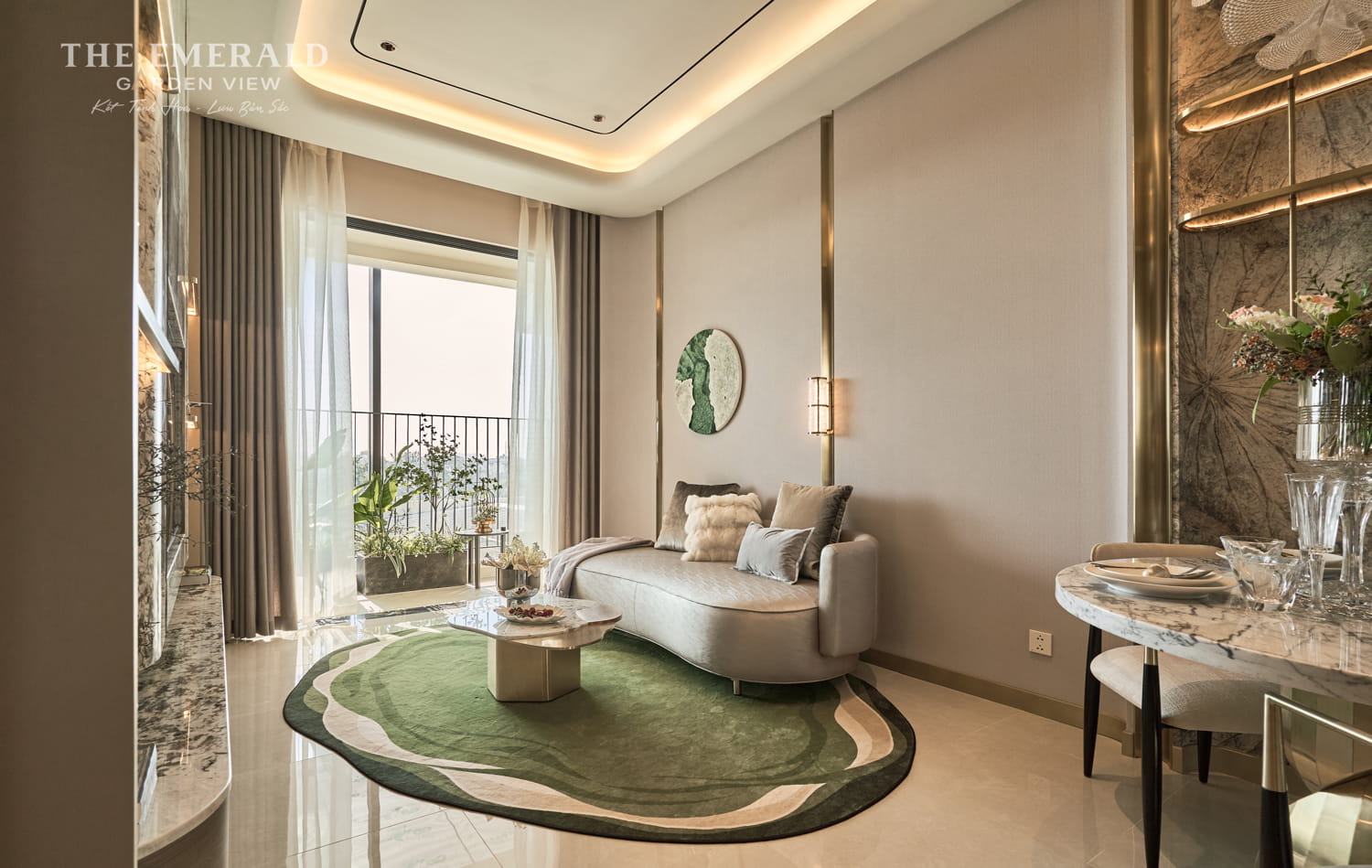 Phòng Khách Căn Hộ Mẫu 2 Pn The Emerald Garden View